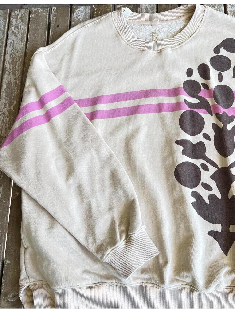 Free People All Star Buti Logo Pullover sweatshirt Pink, brown and Vanilla color - Picture 5 of 9
